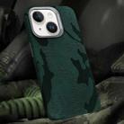 For iPhone 14 Camouflage Leather Metal Frame MagSafe PC Phone Case(Army Green) - 1