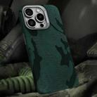 For iPhone 14 Pro Camouflage Leather Metal Frame MagSafe PC Phone Case(Army Green) - 1