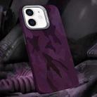 For iPhone 12 / 12 Pro Camouflage Leather Metal Frame MagSafe PC Phone Case(Dark Purple) - 1