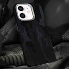 For iPhone 12 / 12 Pro Camouflage Leather Metal Frame MagSafe PC Phone Case(Black) - 1