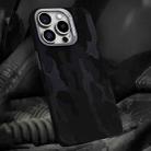 For iPhone 12 Pro Max Camouflage Leather Metal Frame MagSafe PC Phone Case(Black) - 1