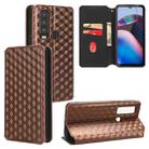 For Motorola Defy 2 Cubic Grid Texture Flip Leather Phone Case(Brown) - 1