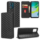 For Motorola Moto E13 Cubic Grid Texture Flip Leather Phone Case(Black) - 1