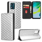 For Motorola Moto E13 Cubic Grid Texture Flip Leather Phone Case(Silver) - 1