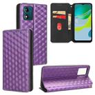 For Motorola Moto E13 Cubic Grid Texture Flip Leather Phone Case(Purple) - 1