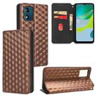 For Motorola Moto E13 Cubic Grid Texture Flip Leather Phone Case(Brown) - 1
