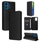 For Motorola Moto E14 / G04 / G04S / G24 Cubic Grid Texture Flip Leather Phone Case(Black) - 1