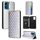 For Motorola Moto E14 / G04 / G04S / G24 Cubic Grid Texture Flip Leather Phone Case(Silver) - 1