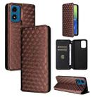 For Motorola Moto E14 / G04 / G04S / G24 Cubic Grid Texture Flip Leather Phone Case(Brown) - 1