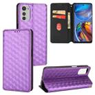 For Motorola Moto E32 4G / E32s Cubic Grid Texture Flip Leather Phone Case(Purple) - 1