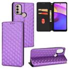 For Motorola Moto E40 / E30 / E20 Cubic Grid Texture Flip Leather Phone Case(Purple) - 1