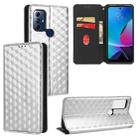 For Motorola Moto G Play 2023 Cubic Grid Texture Flip Leather Phone Case(Silver) - 1