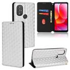 For Motorola Moto G Power 2022 Cubic Grid Texture Flip Leather Phone Case(Silver) - 1