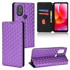 For Motorola Moto G Power 2022 Cubic Grid Texture Flip Leather Phone Case(Purple) - 1