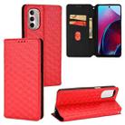For Motorola Moto G Stylus 4G 2022 Cubic Grid Texture Flip Leather Phone Case(Red) - 1