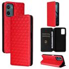 For Motorola Moto G05 4G / E15 4G Cubic Grid Texture Flip Leather Phone Case(Red) - 1