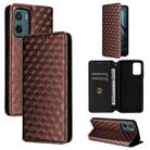 For Motorola Moto G05 4G / E15 4G Cubic Grid Texture Flip Leather Phone Case(Brown) - 1