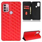 For Motorola Moto G10 / G10 Power Cubic Grid Texture Flip Leather Phone Case(Red) - 1