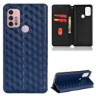 For Motorola Moto G10 / G10 Power Cubic Grid Texture Flip Leather Phone Case(Blue) - 1