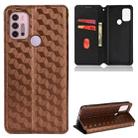 For Motorola Moto G10 / G10 Power Cubic Grid Texture Flip Leather Phone Case(Brown) - 1