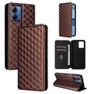 For Motorola Moto G14 4G Cubic Grid Texture Flip Leather Phone Case(Brown) - 1