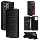 For Motorola Moto G15 4G / G15 Power 4G Cubic Grid Texture Flip Leather Phone Case(Black) - 1