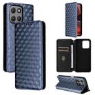 For Motorola Moto G15 4G / G15 Power 4G Cubic Grid Texture Flip Leather Phone Case(Blue) - 1