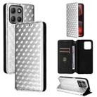 For Motorola Moto G15 4G / G15 Power 4G Cubic Grid Texture Flip Leather Phone Case(Silver) - 1