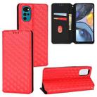 For Motorola Moto G22 4G Cubic Grid Texture Flip Leather Phone Case(Red) - 1