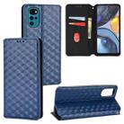 For Motorola Moto G22 4G Cubic Grid Texture Flip Leather Phone Case(Blue) - 1