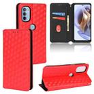 For Motorola Moto G31 / G41 Cubic Grid Texture Flip Leather Phone Case(Red) - 1