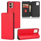 For Motorola Moto G32 4G Cubic Grid Texture Flip Leather Phone Case(Red) - 1
