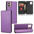 For Motorola Moto G32 4G Cubic Grid Texture Flip Leather Phone Case(Purple) - 1