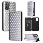 For Motorola Moto G34 5G Cubic Grid Texture Flip Leather Phone Case(Silver) - 1