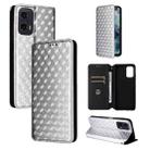 For Motorola Moto G35 5G Cubic Grid Texture Flip Leather Phone Case(Silver) - 1