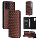 For Motorola Moto G35 5G Cubic Grid Texture Flip Leather Phone Case(Brown) - 1