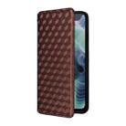 For Motorola Moto G35 5G Cubic Grid Texture Flip Leather Phone Case(Brown) - 2