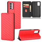 For Motorola Moto G42 Cubic Grid Texture Flip Leather Phone Case(Red) - 1