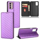 For Motorola Moto G42 Cubic Grid Texture Flip Leather Phone Case(Purple) - 1