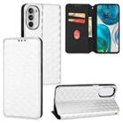 For Motorola Moto G52 4G / G82 5G Cubic Grid Texture Flip Leather Phone Case(Silver) - 1