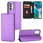 For Motorola Moto G52 4G / G82 5G Cubic Grid Texture Flip Leather Phone Case(Purple) - 1