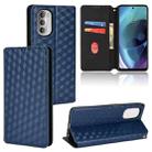 For Motorola Moto G52j 5G Cubic Grid Texture Flip Leather Phone Case(Blue) - 1