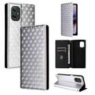 For Motorola Moto G55 5G Cubic Grid Texture Flip Leather Phone Case(Silver) - 1