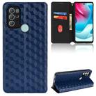 For Motorola Moto G60s Cubic Grid Texture Flip Leather Phone Case(Blue) - 1