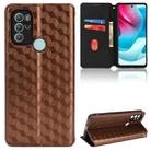 For Motorola Moto G60s Cubic Grid Texture Flip Leather Phone Case(Brown) - 1