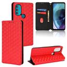 For Motorola Moto G71 5G Cubic Grid Texture Flip Leather Phone Case(Red) - 1