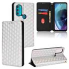 For Motorola Moto G71 5G Cubic Grid Texture Flip Leather Phone Case(Silver) - 1