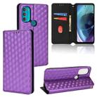 For Motorola Moto G71 5G Cubic Grid Texture Flip Leather Phone Case(Purple) - 1