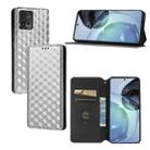 For Motorola Moto G72 4G Cubic Grid Texture Flip Leather Phone Case(Silver) - 1