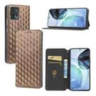 For Motorola Moto G72 4G Cubic Grid Texture Flip Leather Phone Case(Brown) - 1